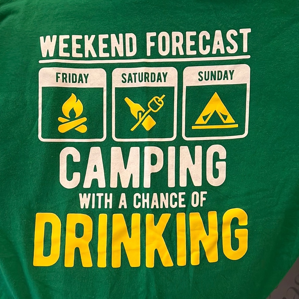 Men’s XXL T-shirt Weekend Forecast- camping with a chance of drinking